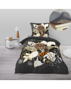 Pack parure de couette enfant  Félina 140 x 200 cm + drap housse 90 x 190 x 30 Gris