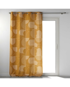 Rideau a oeillets 140 x 280 cm polyester imprime Esquisse Camel