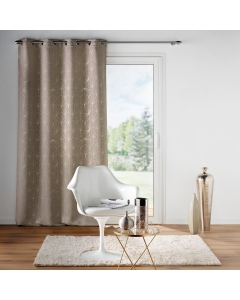 Rideau à œillets occultant imprimé métallisé or Éclat Taupe 140 x 260 cm