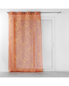 Voilage à oeillets 140 x 240 cm imprimé métallisé Belflor Terracotta/Or