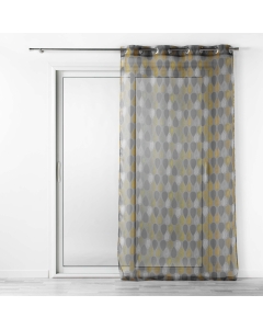Voilage a oeillets 140 x 240 cm voile imprimé Palpito Jaune/anthracite