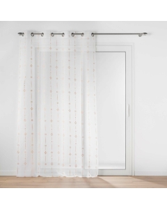 Panneau a oeillets 140 x 280 cm voile sable imprime metallise ariane Or Rose