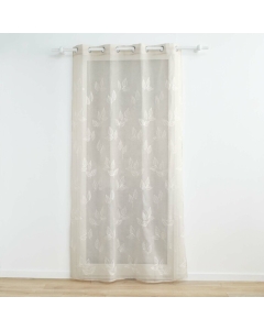 Voilage a oeillets 140 x 240 cm voile sablé brodé Berry Taupe