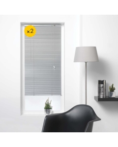 Lot de 2 Stores sans perçage à lamelles 40 x 130 cm venitien Argent