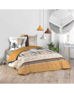 Pack parure de couette 240 x 220 cm Calvinia + drap housse 140 x 190 x 30 Blanc