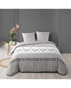 Housse de couette 260 x 240 cm coton 57 fils + 2 taies Lova