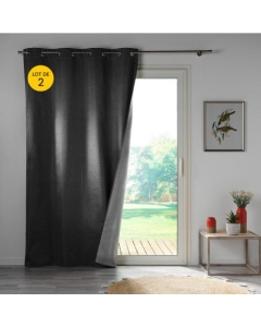 Lot de 2 rideaux isolant phonique thermique occultant 140 x 260 cm Darko Gris