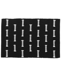 Tapis rectangle 50 x 80 cm coton tisse uni+fils coupes juline Noir