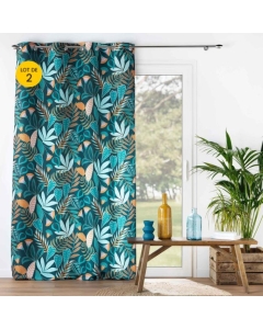 Lot de 2 Rideaux a oeillets 140 x 260 cm polyester imprimé Tilda Vert