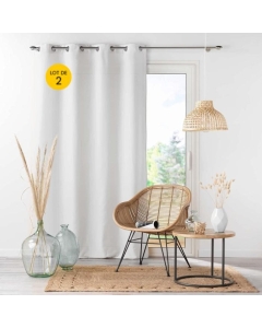 Lot de 2 rideaux aérien 140 x 260 cm microfibre Absolu Blanc