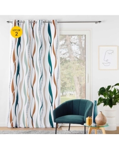 Lot de 2 rideaux a oeillets 140 x 260 cm polyester imprime Lisana