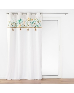 Rideau a oeillets 140 x 240 cm coton/polyester + Pompons Dilaris