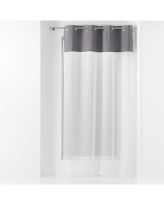 Voilage a oeillets 137 x 240 cm voile sablé + haut coton Jolibel Gris