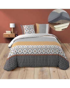 Pack parure de couette 240 x 220 cm Arsene + DH 140x190 cm Gris