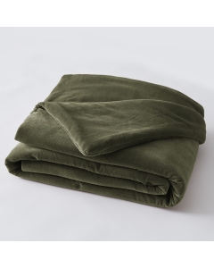 Bout de lit gaze de coton 90 x 200 cm velours de coton César Vert thym