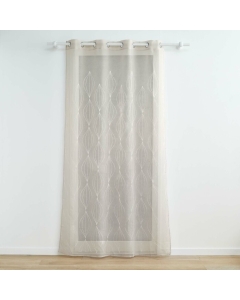 Voilage a oeillets 140 x 240 cm voile sablé brodé Galactee Taupe