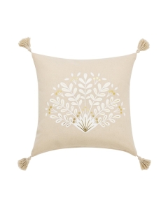 Coussin dehous. compr. pompon 45x45 cm coton/polyester imp metal. majestia des p Sans
