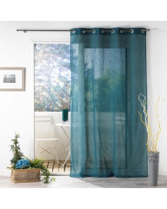 Voilage a oeillets 140 x 280 cm effet lin tissé Zazy Bleu
