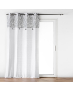 Rideau a oeillets 140 x 240 cm coton/polyester+top imp+pompon flavie Sans