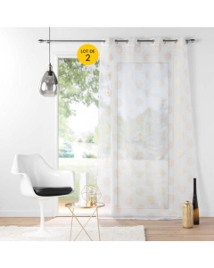 Lot de 2 Voilage a oeillets 140 x 240 cm sablés  imprimés metallisé Sixtine Or