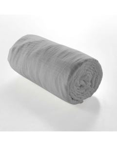 Drap housse 2 personnes 160 x 200 cm double gaze coton 57 fils Angelia Gris