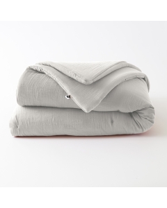 Édredon 180 x 240 cm - Double Gaze de Coton 125 gr/m² - Uni Gaïa Gris Clair