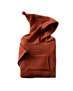 poncho enfant mixte 6/10 ans gaze de coton unie gaïa terracotta