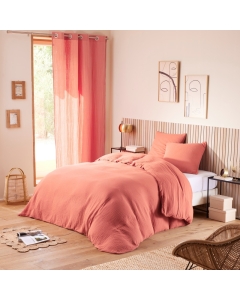 Housse de Couette 240 x 220 cm  + 2 Taies "Avy" en Gaze de Coton Rose