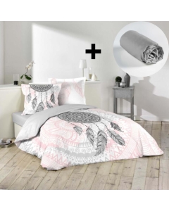 Pack parure de couette 200x200 cm Namasté + drap housse 140x190 Galet