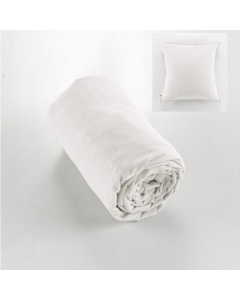 Drap housse flanelle chaude 140 x 190 cm Bonnet 30 cm  + 2 taies 63 x 63 Blanc