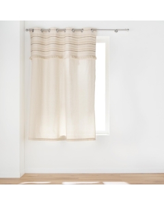 Rideau a oeillets 140 x 180 cm coton uni+top tisse+franges atlas Naturel