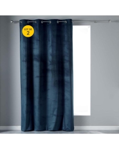 Lot de 2 Rideaux tamisant 140 x 240 cm velours doux Velvetine Bleu