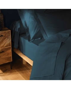 Drap plat 1 pers. 180 x 290 cm coton 57 fils Lina Bleu