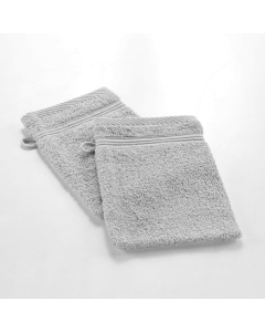 2 gants de toilette 15 x 21 cm eponge unie tendresse Gris Perle