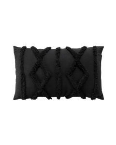 Coussin dehoussable 30 x 50 cm polycoton tufte Safira Noir