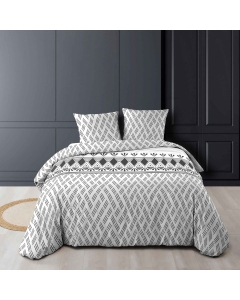 Housse de couette imprimée 240 x 220 cm + 2 taies 100% coton Arcadia