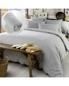 Pack Housse de couette 260x240 cm chaude en flanelle + 2 taies + drap housse 160x200 Candice Gris