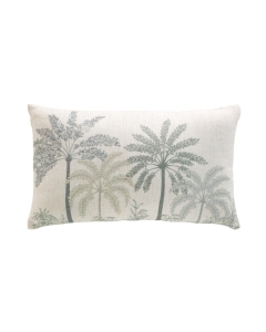 Coussin déhoussable 30 x 50 cm – Polyester/Lin imprimé Palméa Vert