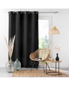 Lot de 4 Rideaux à Œillets - 140 x 260 cm - Microfibre Légère - Noir Absolu