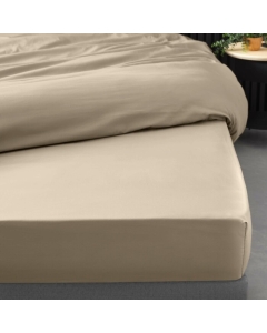 Drap housse 1 personne 90 x 190 cm percale uni 78 fils percaline Sable