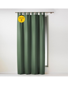 Lot de 2 rideaux 140 x 260 cm unis à passants Essentiel Kaki