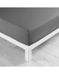 Drap housse 1 personne 90 x 200 cm uni 57 fils lina Anthracite