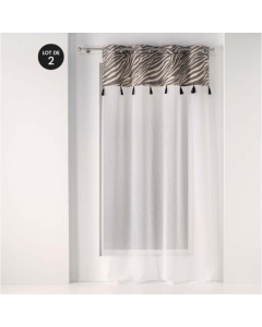 Lot de 2 voilages a oeillets 140 x 240 cm + pompon Maroni