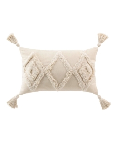 Coussin dehous. compr. pompons 30 x 50 cm coton/polyester tufte athena Naturel