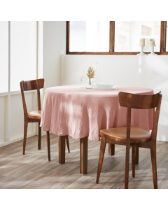 Nappe ronde (0) 180 cm gaze de coton unie Gaïa Rose pêche