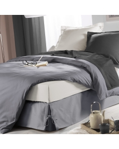 Cache sommier nouettes 90 x 190 cm panama polycoton sommina Gris