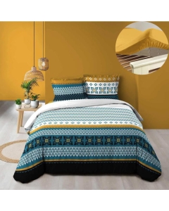 Pack housse de couette 220x240 cm Daria + drap housse 140x190x30 Jaune