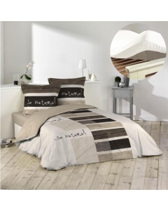 Pack parure de couette 260x240 cm So natural + drap housse 160x200 Blanc