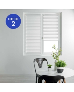 Lot de 2 Stores enrouleur jour et nuit 60 x 180 cm polyester Blanc