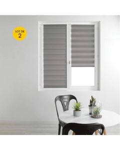 Lot de 2 Stores enrouleur jour et nuit 45 x 180 cm polyester daynight Gris